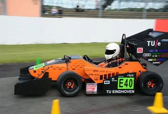 University Racing Eindhoven Electric Racing Car During Race